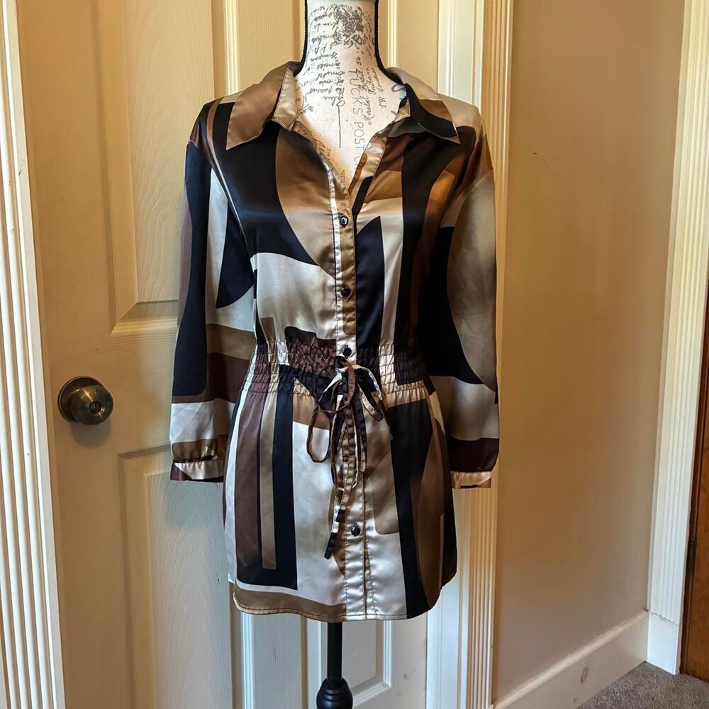 Unique-spectrum Women's Brown and Black Blouse
